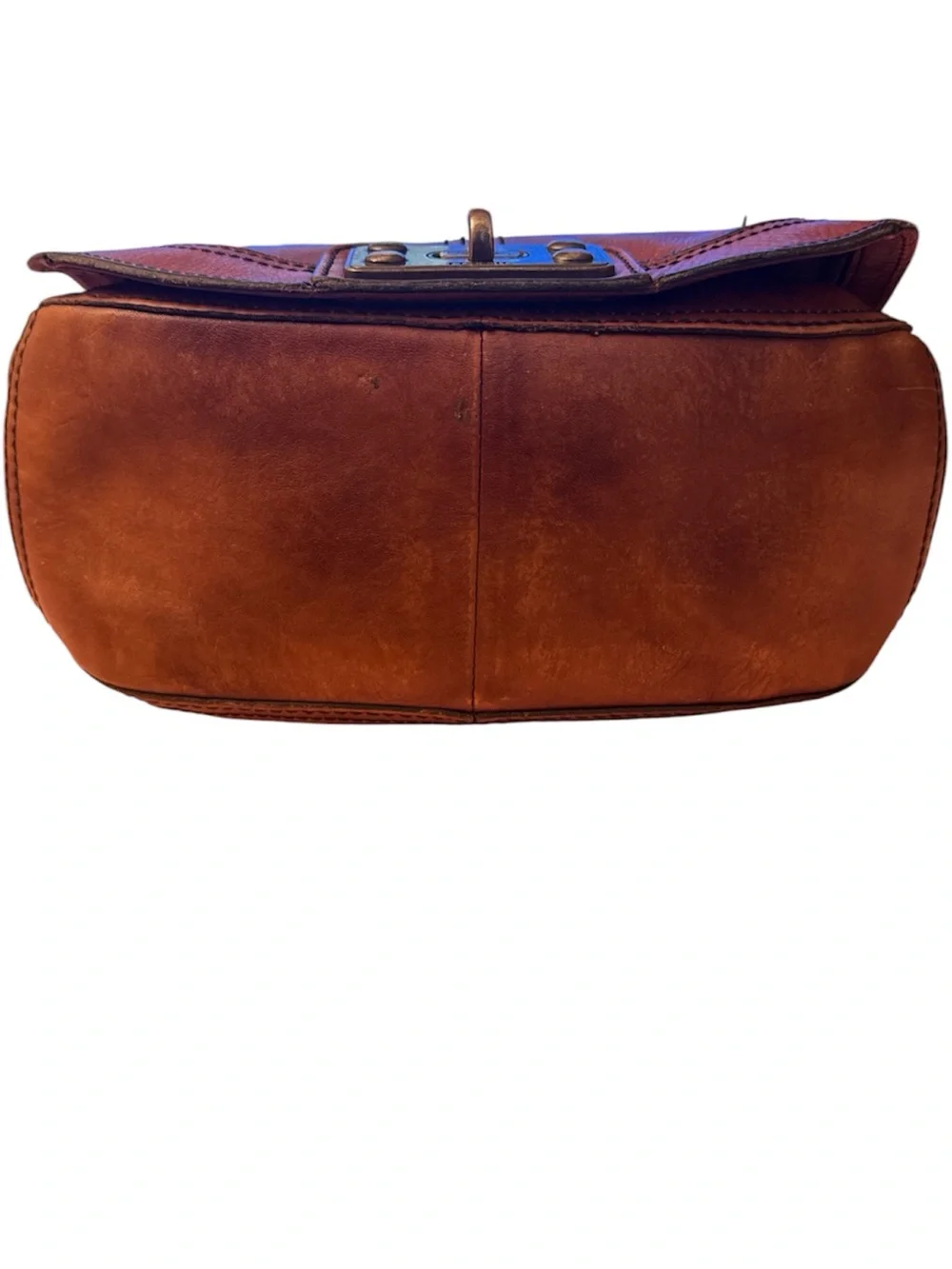 Fossil Cognac Leather Saddle Crossbody with Turn-Lock - Picture 6 of 10